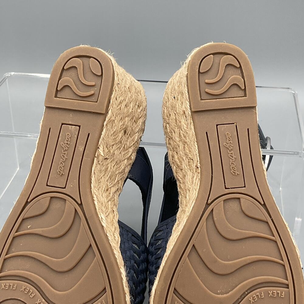 NEW Easy Street Women’s Taffy Slingback Espadrille Wedge Sandals Navy Size 6.5M - Picture 9 of 10